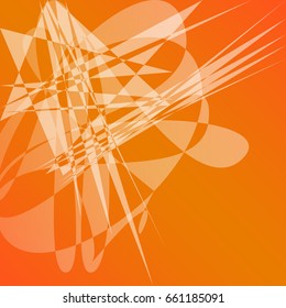 Abstract shapes rounded and radiant on orange gradient
