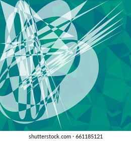 Abstract shapes rounded and radiant on green low poly background