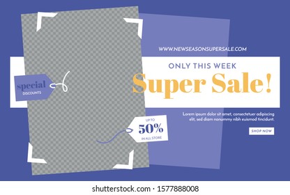 Abstract shapes sales banner landing page 