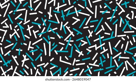Abstract shapes scatter randomly across a dark creative digital backdrop