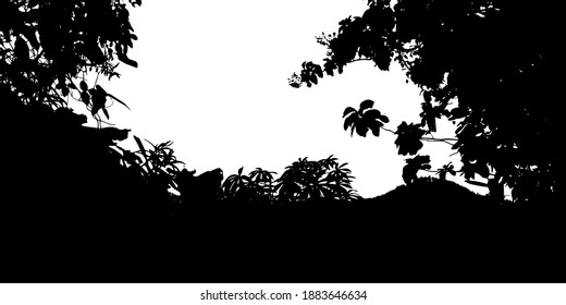 Abstract Shapes with Scenes of Nature. Art Illustration Background, Vector