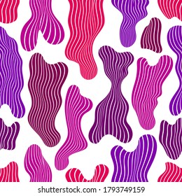 Abstract shapes seamless background, vector pattern with biology life forms, lined abstraction wallpaper.