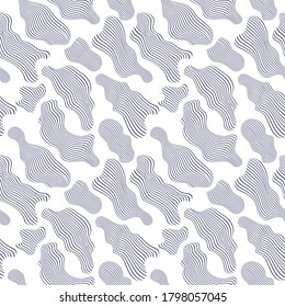 Abstract shapes seamless background, vector pattern with biology life forms, lined abstraction wallpaper.