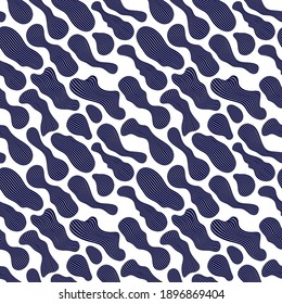 Abstract shapes seamless background, vector pattern with biology life forms, lined abstraction wallpaper.