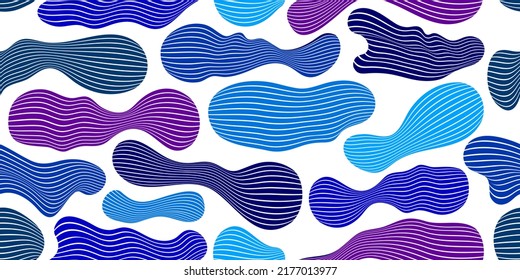 Abstract shapes seamless background, vector pattern with biology life forms, lined abstraction wallpaper.