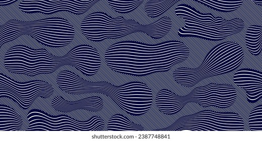 Abstract shapes seamless background, vector pattern with biology life forms, lined abstraction wallpaper.