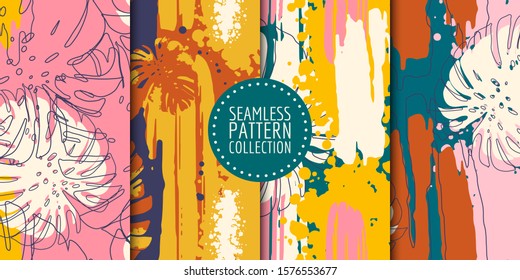 Abstract shapes seamless pattern collection. Vector design for paper, fabric, interior decor and cover