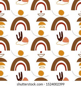 Abstract shapes seamless pattern. Hand drawn vector texture