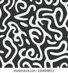 Abstract shapes seamless pattern. Hand drawn minimal black and white