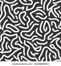 Abstract shapes seamless pattern. Hand drawn minimal black and white