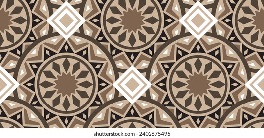 Abstract shapes seamless pattern in natural colors, ethnic origin, simple style, excellent for ceramics, for tiles, for fabrics, banners, backgrounds, packaging.