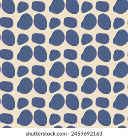 Abstract shapes seamless pattern. Organic oval stripes elements endless background. Geometric modern repeat cover. Vector hand drawn flat illustration.
