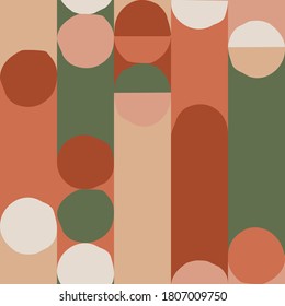 Abstract shapes seamless pattern. Striped shapes, circles background. Hand drawn rounded lines, circles illustration for social media design, modern print wallpaper. Vector concept art