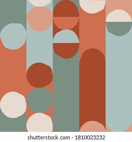 Abstract shapes seamless pattern. Striped shapes, circles background. Hand drawn rounded lines, circles illustration for social media design, modern print wallpaper. Vector concept art