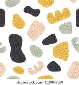 Abstract shapes in seamless terrazzo pattern in minimal style.Cute soft art endless background fashionable for stationery,posters,to-do lists, greeting cards, surface patterns, diaries, stickers.Eps10