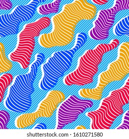Abstract shapes seamless vector background, pattern with stripy fluids, lined abstraction wallpaper.