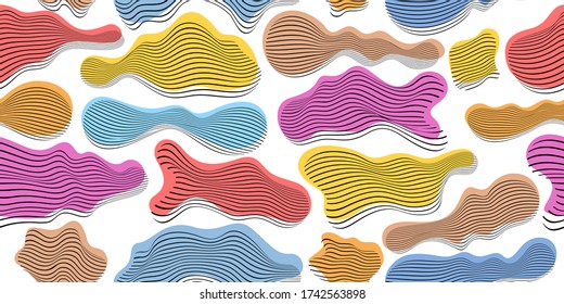 Abstract shapes seamless vector background, pattern with stripy fluids, lined abstraction wallpaper.