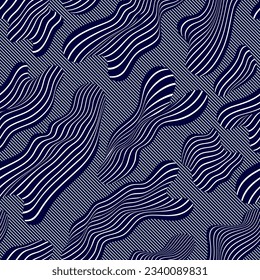 Abstract shapes seamless vector background, pattern with stripy fluids, lined abstraction wallpaper.