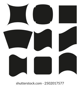 Abstract shapes set. Black silhouettes. Curved and distorted forms. Vector illustration.
