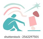 Abstract shapes set,trendy modern organic silhouettes,nature simple aesthetic elements abstract figures silhouette.Geometric contemporary collage applique trendy poster,boho mid-century unique style