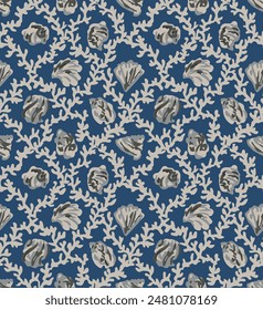 
Abstract shapes with shellfish pattern Seamless vector.