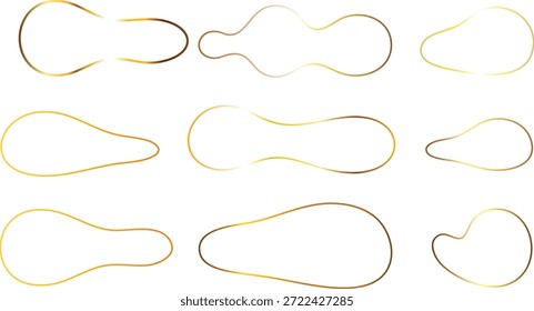 abstract shapes with smooth curves and rounded edges in gold color
