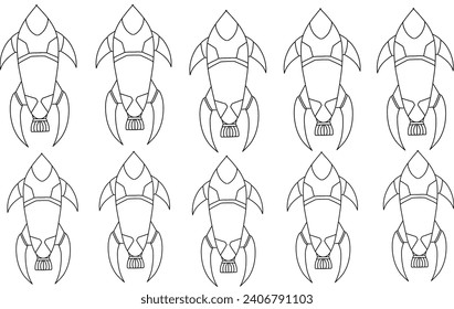 Abstract shapes and symbols, rocket line art for design 