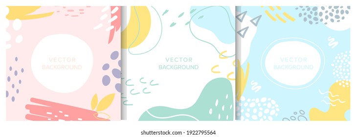 Abstract shapes textures decoration vector illustration set. Contemporary modern trendy decorative design collection with hand drawn elements, minimalist patterns for social media story, invitation - Shutterstock ID 1922795564