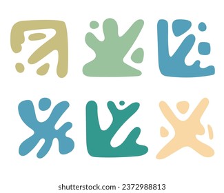 Abstract shapes, trendy modern organic silhouettes,nature simple aesthetic elements.Geometric contemporary collage, boho curves wavy decor.Isolated.Vector illustration