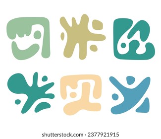 Abstract shapes, trendy modern organic silhouettes,nature simple aesthetic elements.Geometric contemporary collage, boho curves wavy decor.Isolated.Vector illustration