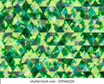 Abstract shapes triangle background. Bright green geometric texture. Trendy vector background can be used for web design, textures and fashion textile fabric, cases, printed products.