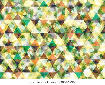 Abstract shapes triangle background. Light yellow and green geometric texture. Trendy vector background can be used for web design, textures and fashion textile fabric, cases, printed products.