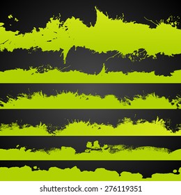 Abstract shapes, vector grunge drawn splashes set. Grunge brushes. Vintage design elements. Grunge texture. Acid color. 