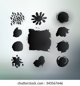 Abstract shapes. Vector grunge Paranormal splashes collection. Grunge brushes. Vintage design elements. Grunge texture. 