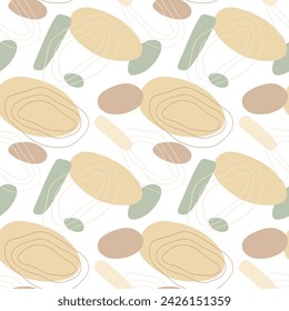 Abstract shapes vector seamless pattern, textile design, wallpaper, wrapping, repeatable, oval. lines, square, pastel colors, natural