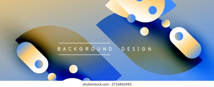 Las Formas Abstractas, los colores vibrantes, los Gradientes lisos crean un diseño de fondo moderno. Los tonos azules, naranjas y amarillos dominan la composición.
