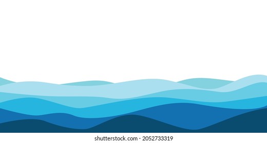 Abstract shapes in waveforms, vector representation of waves in the sea, vector illustration.