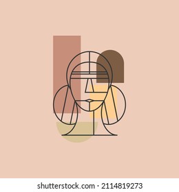 Abstract Shapes Women Face Geometric Line Art