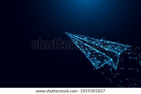 Abstract shark form lines and triangles, point connecting network on blue background. Illustration vector