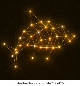 Abstract shark with glowing dots and lines, polygonal style, vector illustration, eps 10