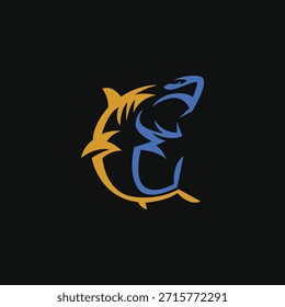 logotipo abstrato do tubarão sobre fundo escuro