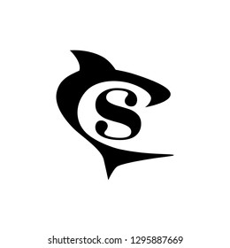 abstract shark, monogram logo icon 