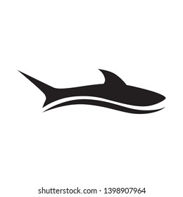 abstract shark and ocean wave, logo icon