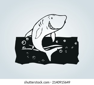 Tiburón abstracto con técnicas de sombreado para la ilustración