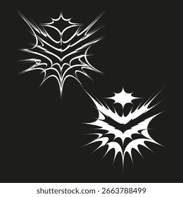 Explosões afiadas abstratas. Formas grunge dinâmicas. Vetor de fundo preto. Gráfico moderno agressivo. EPS 10.