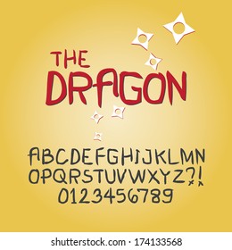 Abstract Sharp Doodle Alphabet and Digit Vector