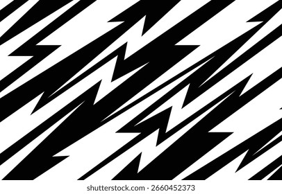 Abstract sharp seamless pattern with zigzags, arrows and triangles. Wavy geometric lightning background for covers or textile print. Sharp, chaotically scattered zigzag arrows.