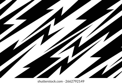 Abstract sharp seamless pattern with zigzags, arrows and triangles. Wavy geometric lightning background for covers or textile print. Sharp, chaotically scattered zigzag arrows.