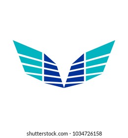 Abstract Sharp Wings Blue Colors Symbol Logo Design