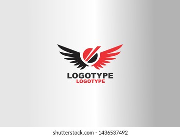 Abstract Sharp Wings Red Symbol Logo Design. 